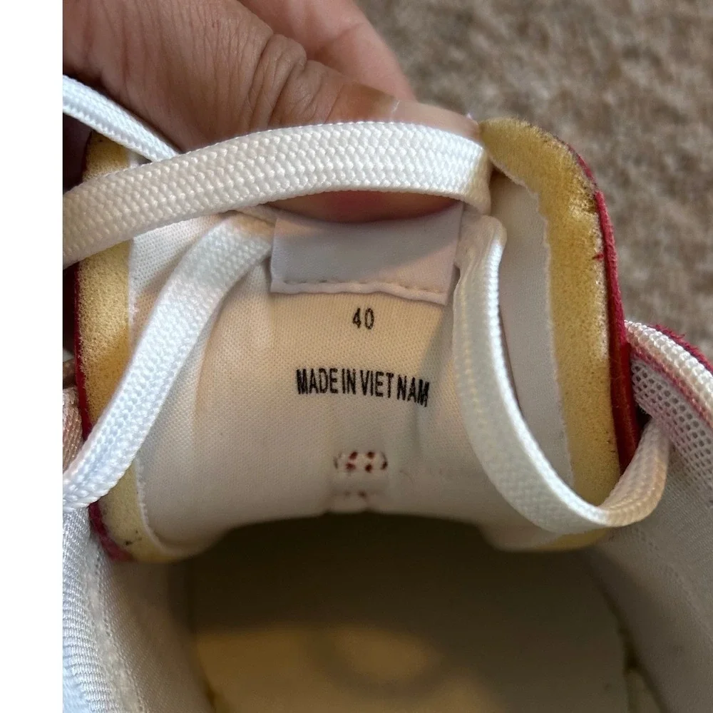 Rag & Bone Retro Court Low Top Sneakers Red Leather White Logo SZ 40